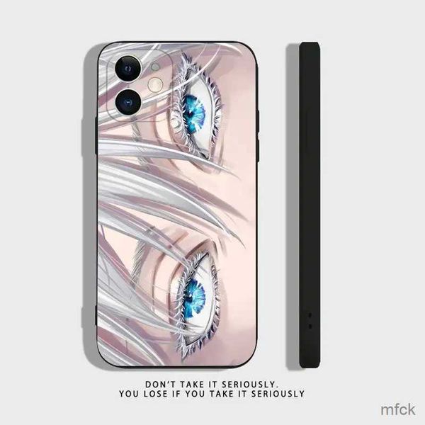 Case di telefonia cellulare J-jujutsu kaisen gojo satoru custodia per iPhone 11 12 mini 13 14 pro xs max x 8 7 più sher shell black telefono custodia telefonica nera