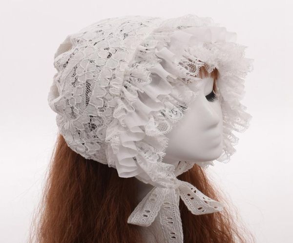 Gorro de renda vitoriano feminino bonito lolita vintage preto branco empregada cosplay traje chapéu headwear envio rápido 4585949