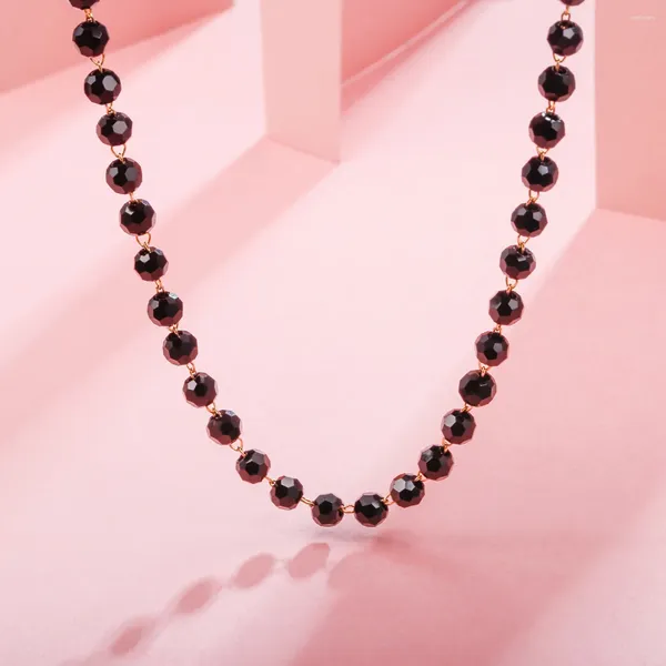 Correntes Kpop Black Crystal Beads Chokers Charcle Chain de pescoço feminino para mulher Jóia da moda Party Girl 2023