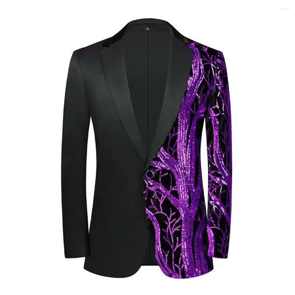 Ternos masculinos lantejous azuis brilhantes Tuxedo Blazer Men Button Single Slim Fit de terno elegante Festa de casamento Banquet Host Casaco formal