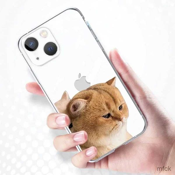 Mobiltelefonhüllen niedliche Cartoon -Katzenhund -Paar -Hülle für iPhone 15 14 13 11 12 Pro XS Max 13Mini SE 14plus x XR Transparent Cover Fundas Shell