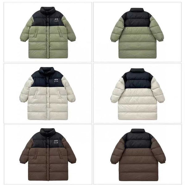 Piumino lungo invernale Giacca di giunzione di colori contrastanti Coppia Cappotto lungo Piumino in nylon Protezione dal freddo da uomo Parka caldo Taglia s-xl