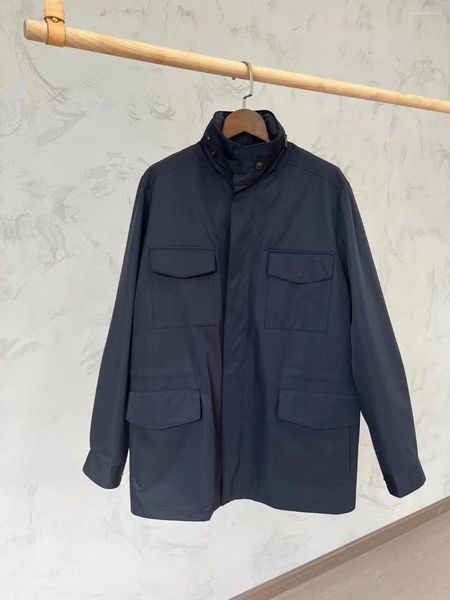 Jaquetas masculinas jaqueta de alta qualidade cashmere forrado à prova de vento e impermeável tecido bolso casaco blusão