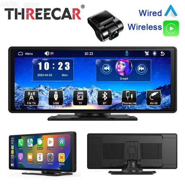 CAR DVRS 10,26 polegadas Monitor de Wireless CarPlay Câmera traseira portátil Câmera traseira IPS Dashboard Android Auto Car DVR Video Video Recorder GPS AUXL2312.14