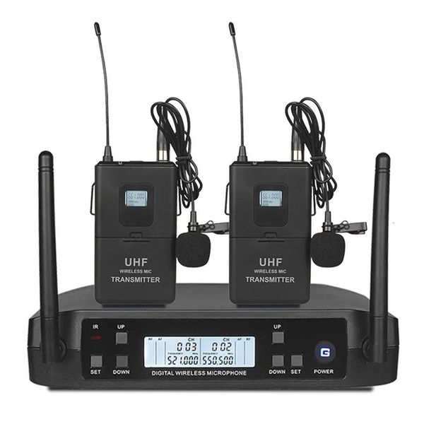 Trocadores de voz GLXD4 Transmissor duplo Microfone sem fio UHF com bodypack portátil Fone de ouvido de lapela Microfone de cabeça para sistema de karaokê