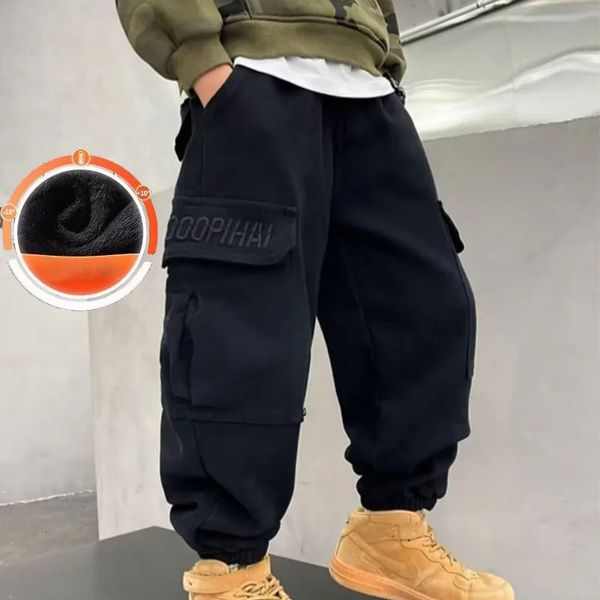 Meninos usam calças de inverno para crianças meninos sweatpants roupas do menino das crianças roupas adolescentes itens carga 231220