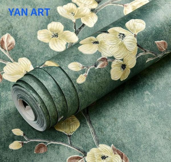 Retro American Style Home Decor Non Woven Wallpaper Self Adhesive Pastoral Bedroom Wall Covering Flower Paper Wallpapers2926836