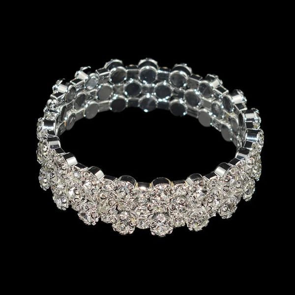 Mode Mehrere Reihen Kristall breites Armband Armreif für Frauen Gold Silber Farbe Braut Hochzeit Armbänder Armreifen Schmuck Geschenk 231221