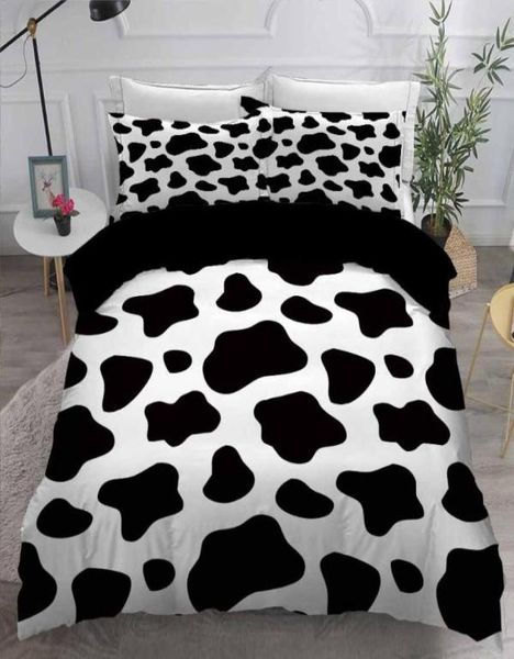 23 pezzi Set di biancheria da letti per animali da mucca set di copertina del piumino stampato 3D Copertina trapunta Black White Led Cover Twin King King Setno Sheets9478938