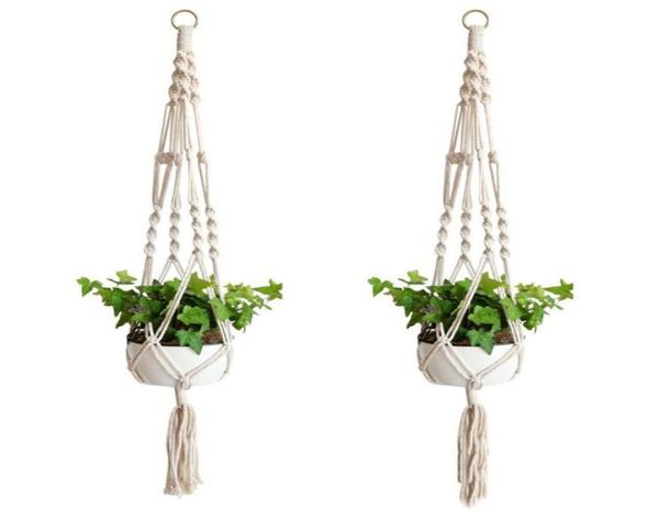 Cabides de plantas Macrame corda Pots Suporte de cordas de parede penduram plantadores de cesta de cestas de cestas de cestas de flor de flor de flor interior Lifting3853204