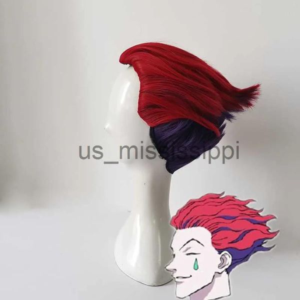 Perucas cosplay perucas novas hunterhunter ação figura figura chaveiro vermelho e roxo cor hitoka filme tv cosplay peruca calor fibra sintética de cabelo wi