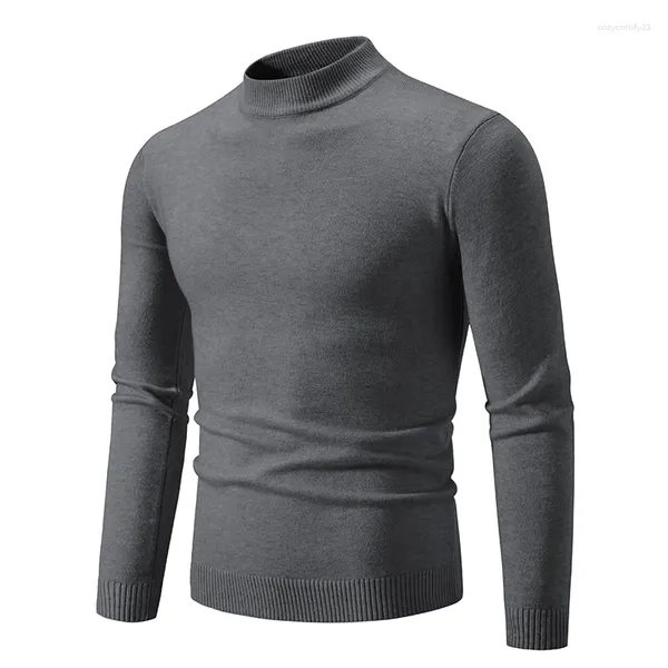 Erkek Sweaters Moda Sonbahar Temel Sahte Boyun Düz Renkli Süvari Erkek Kış Gezgin Örme Elastik İnce Fit Sıcak Kadınlar Pullover 5xl