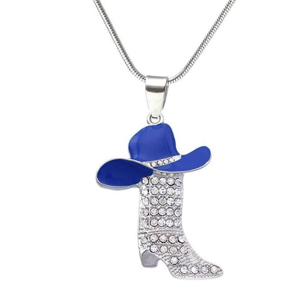 Collana con stivale in metallo in lega di zinco, ciondoli colorati con stivali, collana con catena a forma di serpente, per souvenir, cowboy, cowgirl, regalo, gioielli257D