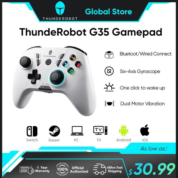 ThundeRobot G35 Bluetooth Gamepad Wireless Wired Vibration Game Controller Turbo Burst Button für Windows PC Smart TV Joysticks 231220