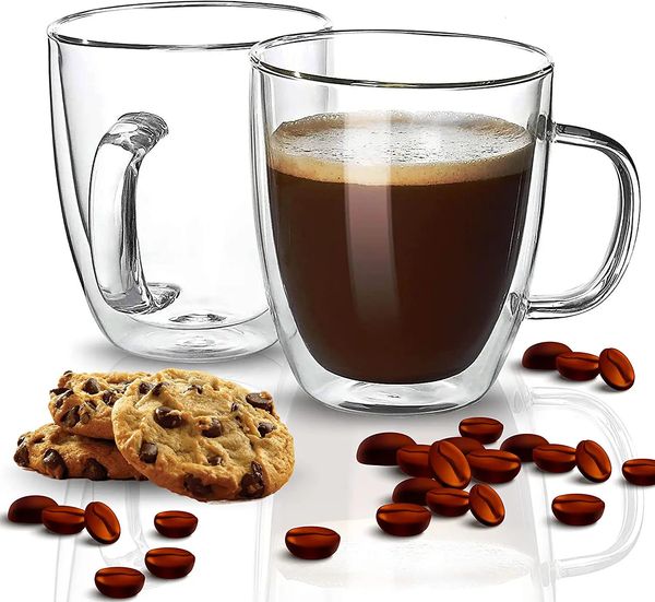 2 paket kahve kupaları açık cam çift duvar bardağı kahve çayı latte cappuccino 231221