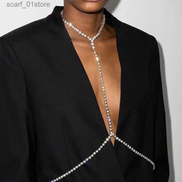 Cintura corrente cintos moda brilhante grande cristal neckchain cintura corrente luxo grande strass bo corrente colar choke str feminino sexy jóias l231221