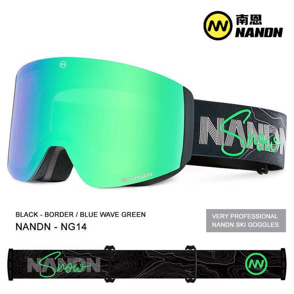 Skibrillen Nanen Nandn Magnetic Ski Goggles mit großer zylindrischer Oberfläche und Doppelschicht-Anti-Nebel-Single-Board-Doppel NG14
