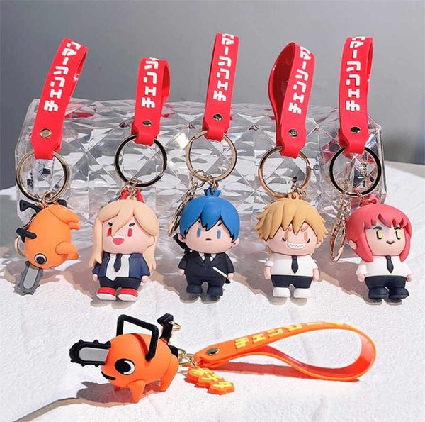 Chaves de anime 3d Figura Denji Pochita Cartoon Soft Rubber PVC Chainsaw Man Keychains