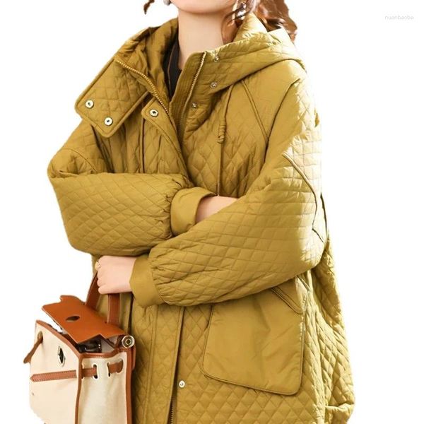 Frauen Trench Coats Jacke Frauen Wintermantel großer Größe mit Kapuze -Baumwollkleidung Lax Ladies Sandwich eingedickt