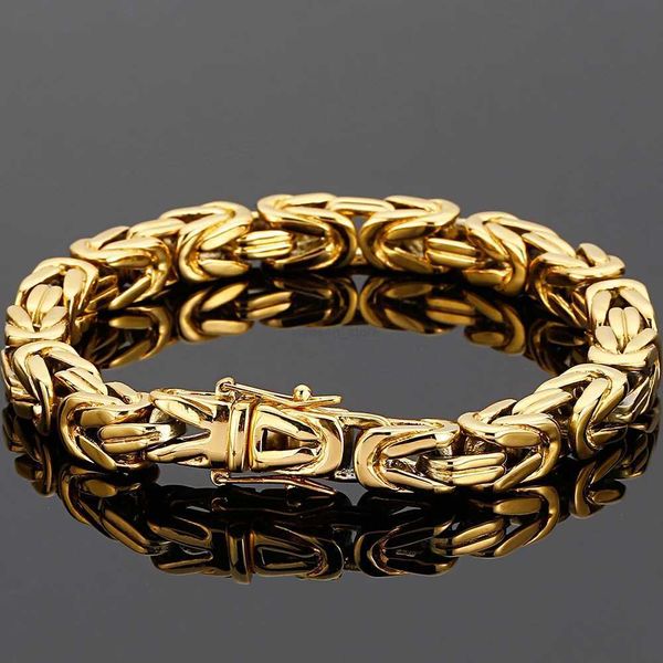 Braccialetti a catena Hiphop con perline per uomo Non sbiadiscono mai Bracciale in acciaio inossidabile color oro Polso virile 8.66 