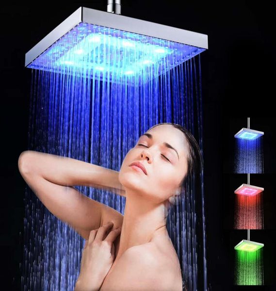 Nuovo pioggia di pioggia a LED con doccia quadrata per doccia quadrato automaticamente RGB a temperatura changing showerhead per bagno 2103099481064