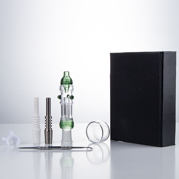 CSYC NC046 DAB RIG Glass Bong Buntes Verschüttungssicherer Rauchpfeife Geschenkbox ca. 4,86 ​​Zoll OD 25mm Röhrchen Bubbler 14mm Titan Quarz Keramik Nagel Doppelspitzen Clipschale Clipschale