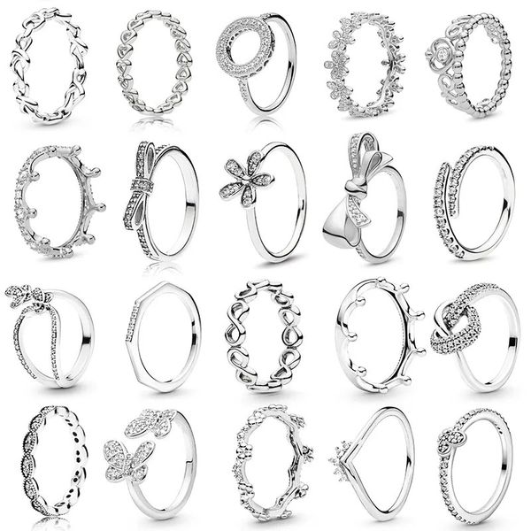 Yeni Popüler 925 Sterling Gümüş Yüzük Boş Aşk Yay Çiçek Partisi Vermikülit Bayan Jewelry Moda Aksesuarları Hediye