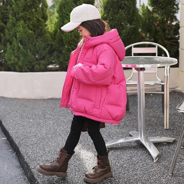 Estilo coreano menina jaqueta de inverno casaco com capuz engrossar quente para 28 anos pequena parka snowwear outfit 231220