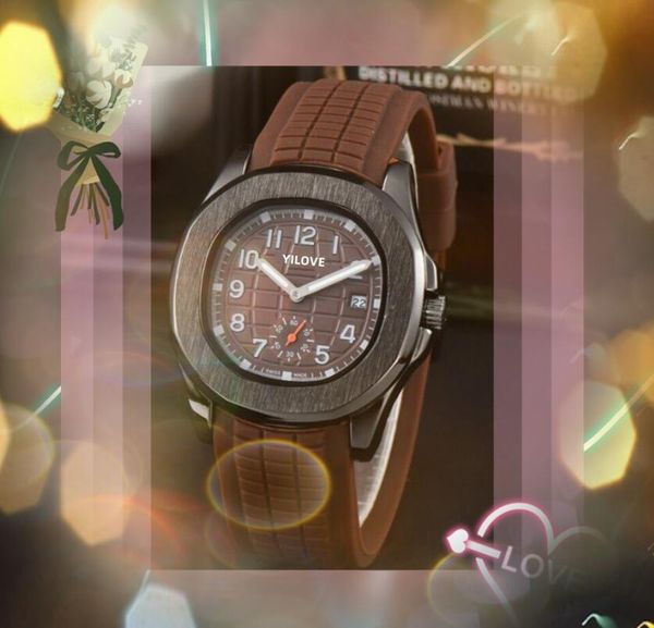 Herren-Armbanduhr in Top-Luxusqualität, quadratisches Eichenholz-Zifferblatt, wasserdichte Saphiruhr, 41 mm Quarzwerk, Auger-Sport-Racing-Gummiband-Armbanduhr, Geschenke