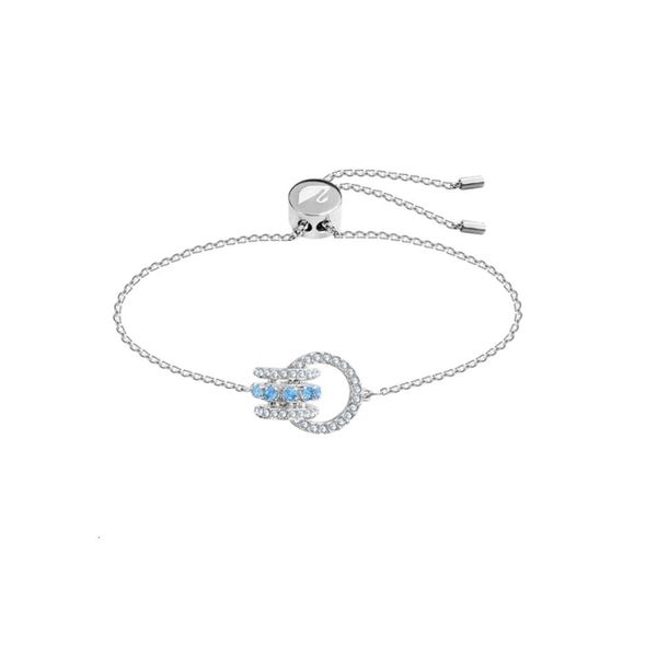 Bracciale Swarovski Braccialetti da donna di design Braccialetti con ciondoli di qualità originale Bracciale a doppio anello con piccola perla regolabile, tendenza e regalo alla moda