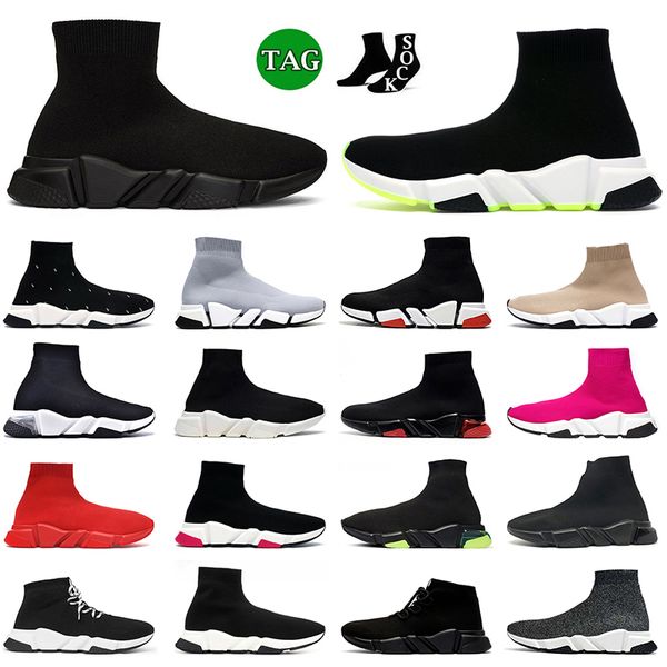 Luxo Velocidades Meias Sapato Designer Mulheres Homens Paris Tripler S Preto Rosa Graffiti Lace-up Plate-Forme Scarpe Trainers Balencaigas Sapatos Chaussure Sapatilhas