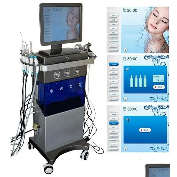 Accessori per gli strumenti di pulizia di alta qualità 11 in 1 H2O HINE HINE AQUA Face Clean Microdermoabrasion Professional Oxygen Attrezzatura Crysta Dhvyt