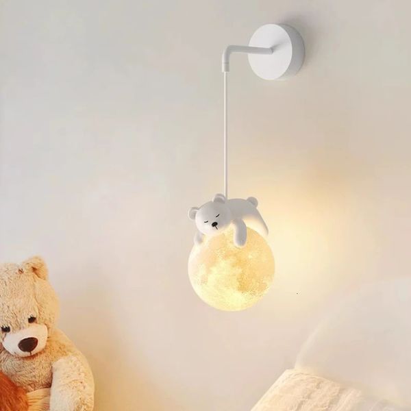 Campioni per bambini carini per bambini Lampade a parete bianca Bear White Rabbit Lampada Nordic Simple Ragazza per la camera da letto DECORE DEL BASCHE LAGUE DELLA parete della camera da letto 231221