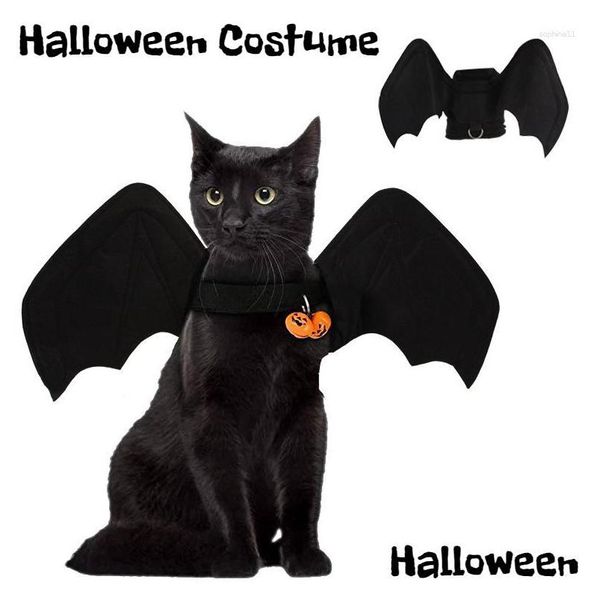 Trajes de gato Trajes de gato Halloween Bat Wings Pet Costume com sino para cosplay festa decorações de feriado roupas vestir acessórios dhxah