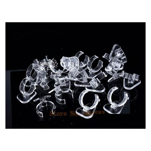 Jóias Stand 100 Pcs Clear View Elastic-C Círculo Plástico Anel Display Holder Rack Tabletop Decoração MX200810 Drop Delivery Packagi Otpu1