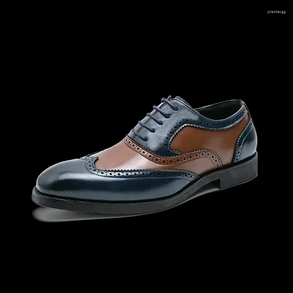 Kleid Schuhe 2024 Handgemachte Herren Flügelspitze Oxford Leder Brogue Klassische Business Formale Schuh Für Männer Zapatillas Hombre