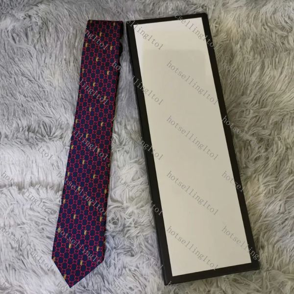 Designer Lettere maschile Tie Tie Silk Neckie Gold Animal Jacquard Party Wedding Woven Fashion Design con Box G002