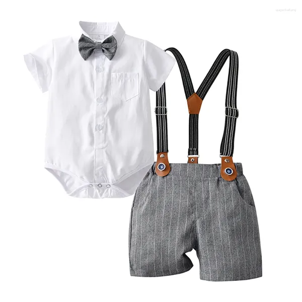 Kleidungssets Baby Jungen Erster Geburtstag Party Kleidung Jungen Outfit Kurzarm Gentleman T-Shirt und Shorts Hochzeitsanzug