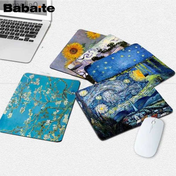 Mouse almofadas de mouse repousa van gogh estrelado céu arte mousepad small office computador teclado de mouse big mouse almofada de laptop de laptop não deslizamento decoração de casa decorl231221