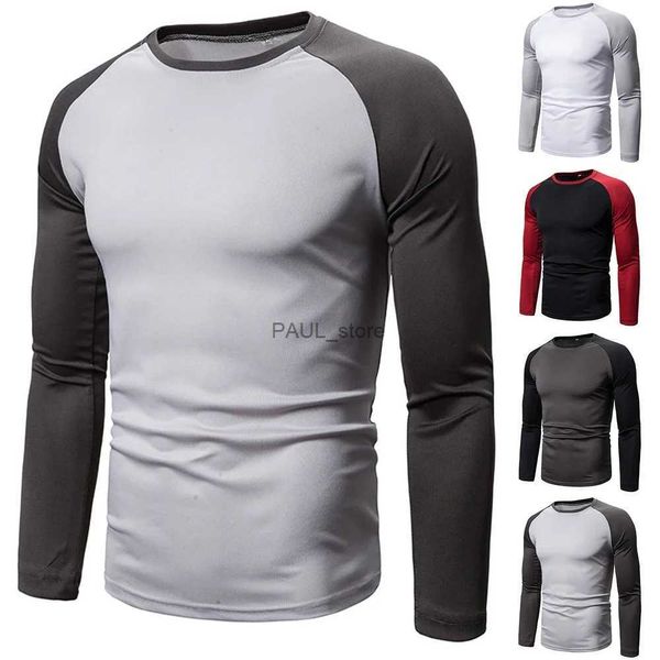 T-shirt maschile da uomo Maglietta a maniche lunghe Maglietta a manica lunga Topta rotonda cucitura Sport Sports Sports Fitness Fitness T-shirt Sport Sports Topl2404