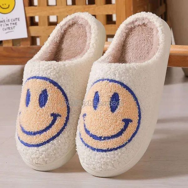 Smiley Face chinelos de algodão de algodão, luxuoso, quente anti-esquie grosso Solded Sorting Face Indoor Shoes Autumn e Winterlmyd