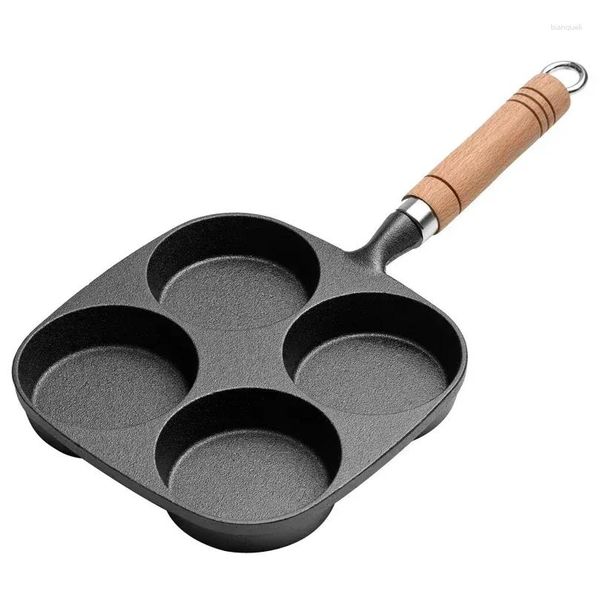 PANS 4-Tassen Gusseisen-Eier Frittingpfanne Nicht-Stick-Kocher Pfannkuchen-Pfannkuchen-Hersteller für Gasinduktion Küchenwerkzeuge Drop Lieferung Hausgarten Dining Ba Dh0Me