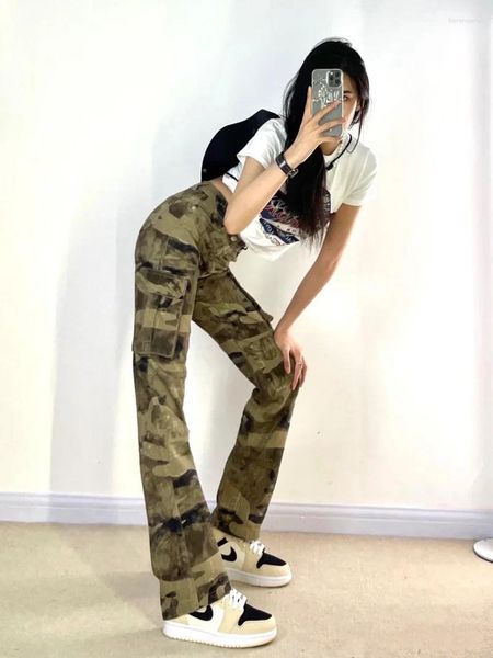 Frauen Hosen Y2k Streetwear Koreanische Cargo Hip Hop Armee Grün Baggy Hosen Jogginghose Camouflage Hohe Taille Jogger Für Frauen Q634