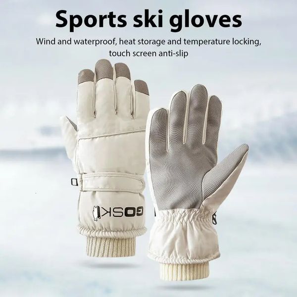Лыжные перчатки унисекс, варежки для сноуборда до 30 градусов, перчатки с сенсорным экраном, зимние водонепроницаемые термоснежные перчатки для снегоходов и мотоциклов 231220