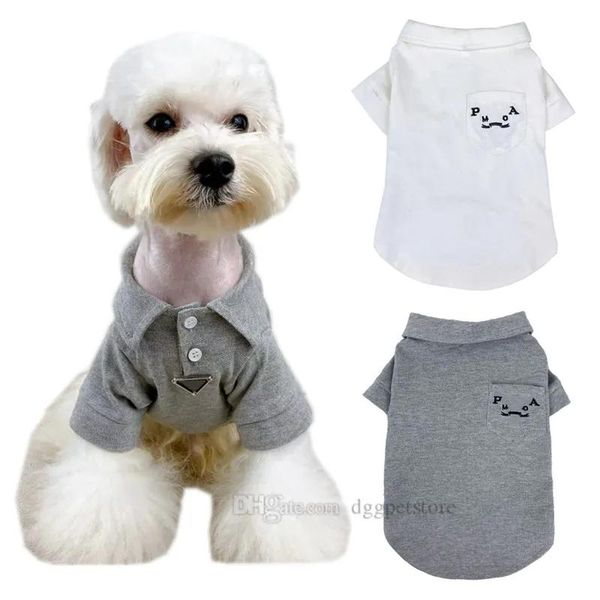 Abbigliamento per cani di marca Abbigliamento per cani di marca Camicie per cani Polo con colletto Magliette con motivo a lettere ricamate e segno triangolare Breatha