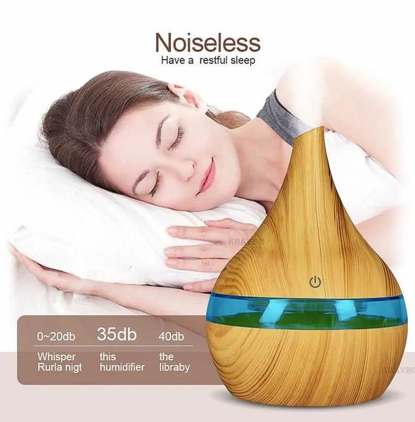 Aromatherapie Großhandel 300 ml Elektrische USB -Aroma -Luftdiffusor Holz Ultraschall Luftbefeuchter ätherische Öl Aromatherapie Kühle Nebelmacher für Zuhause