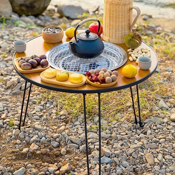 Mobília de acampamento braseiro mesa suprimentos acampamento ao ar livre portátil sem fumaça churrasqueira para fazer chá em torno do fogão leve mini