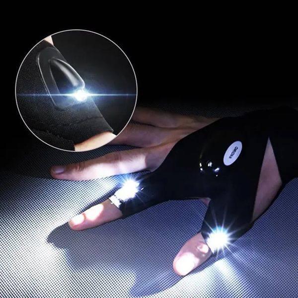 Nachtlichtfischerei Handschuhe wasserdichte LED Fingerlose Handschuh Camping Wanderwanderung Überlebensrettung Multi -Werkzeug Outdoor 231221