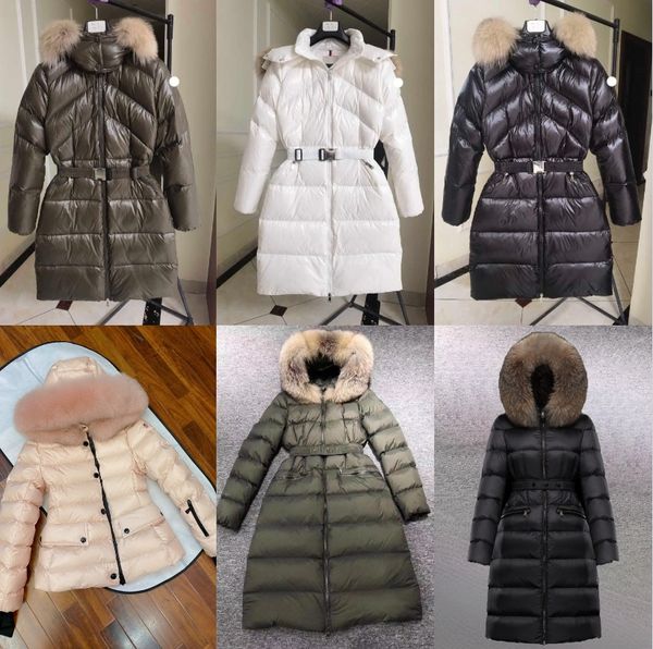 Monclair Womens Designer Down Jacke Winterjacken Halsband Warm Fashion Parkas mit Gürtel Lady Baumwollmantel Oberbekleidung große Taschenqualität