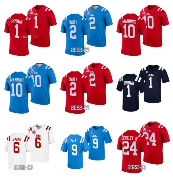 Ole Miss Rebels Football Jersey College Eli Manning D.K.Metcalf Jaxson Dart Zach E Judkins Bentley IV A.J.Marrom Matt Corral Dashaun Je